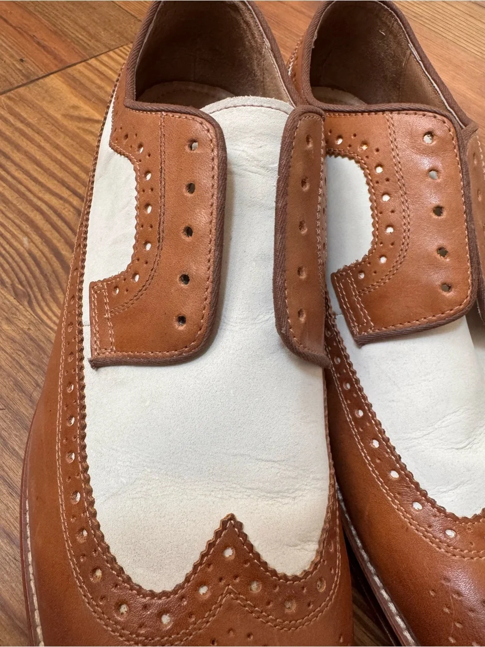 Johnston & Murphy Men's Wingtip Leather Oxford Dress Shoes Two Tone  Size 11.5